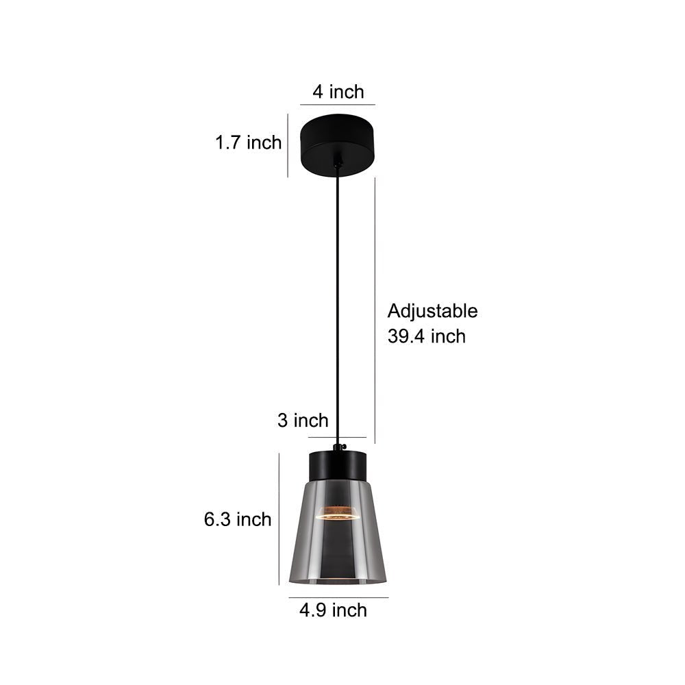 Lavisa - Smoke Gray Glass COB Pendant Light