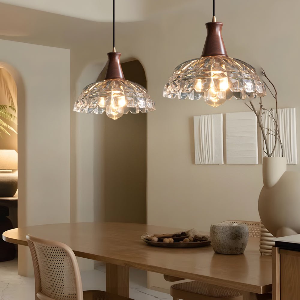 Lavisa - Blossom Glass Pendant Light With Wood
