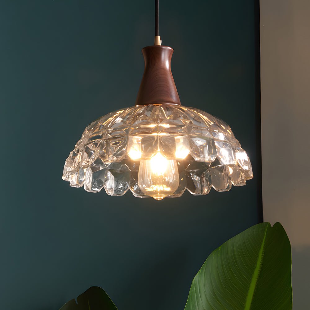 Lavisa - Blossom Glass Pendant Light With Wood