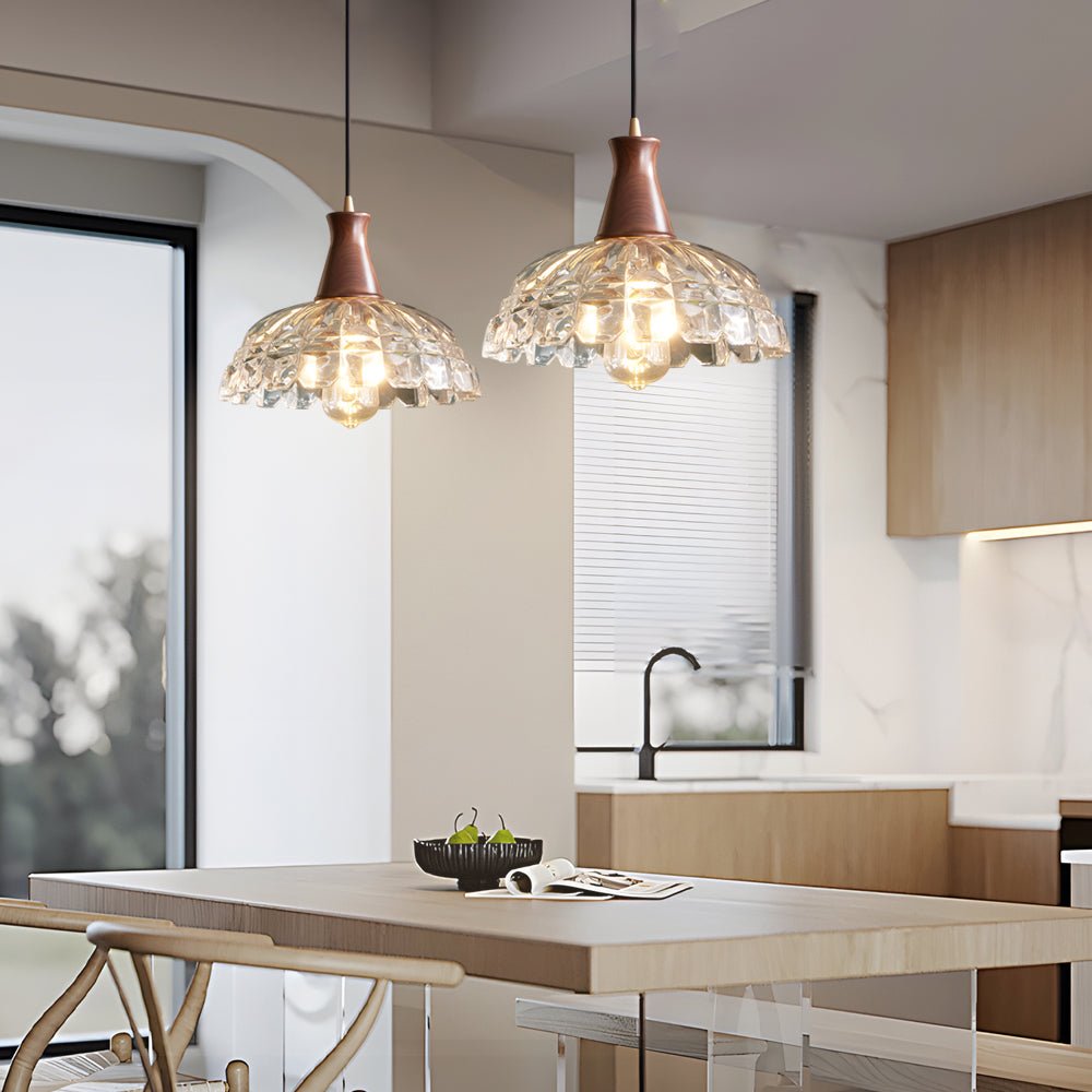 Lavisa - Blossom Glass Pendant Light With Wood