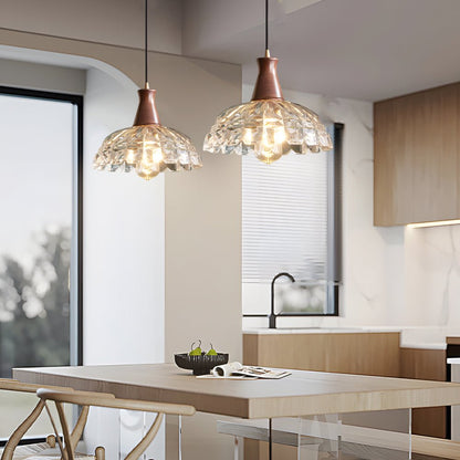 Lavisa - Blossom Glass Pendant Light With Wood