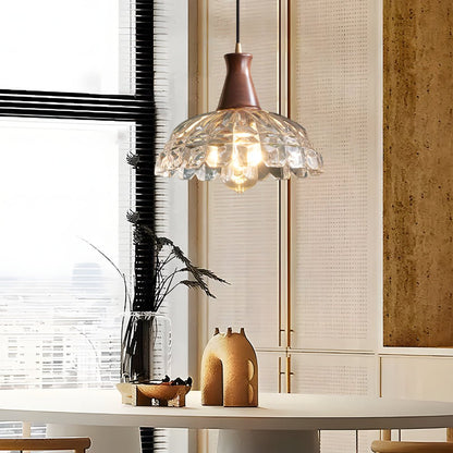 Lavisa - Blossom Glass Pendant Light With Wood