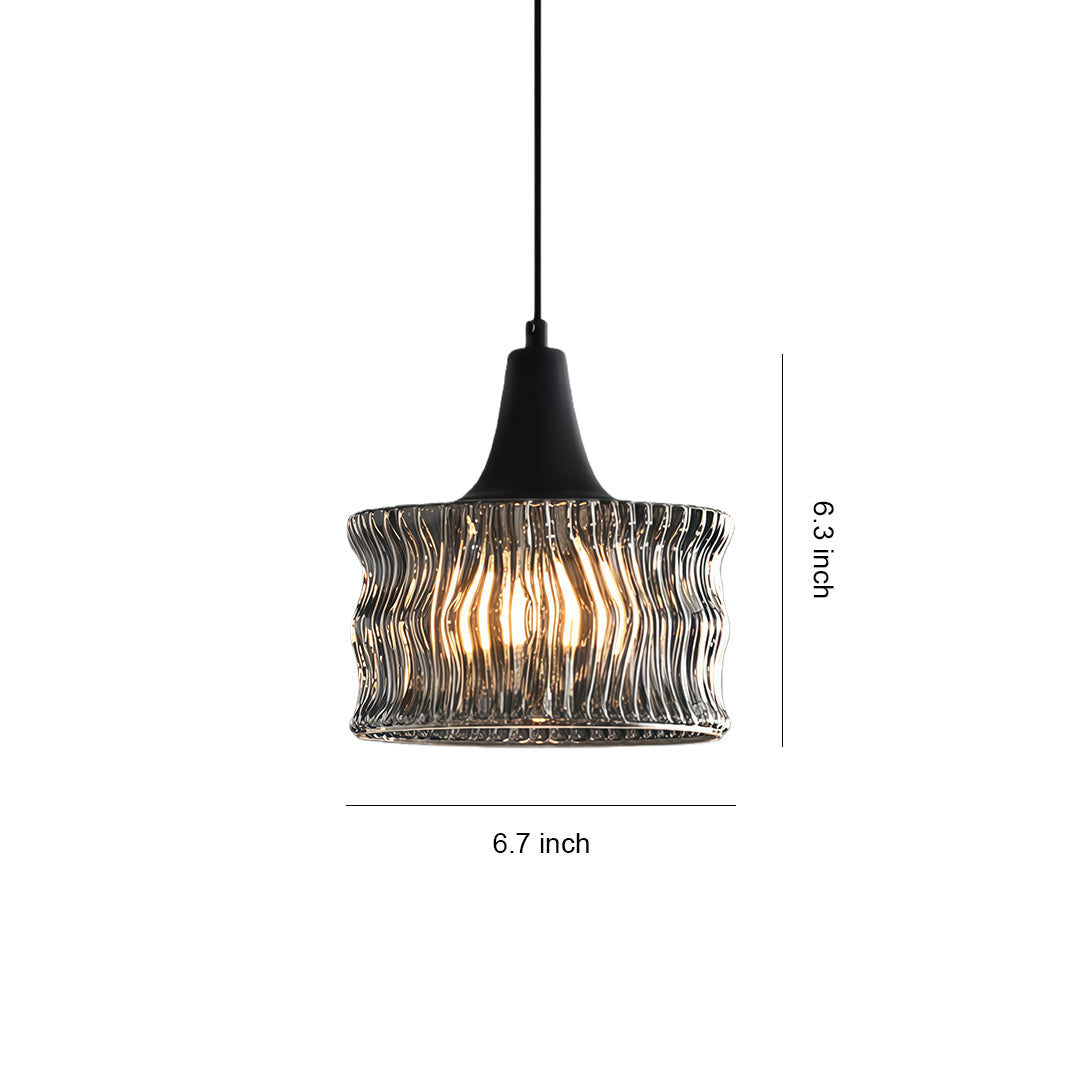 Lavisa - Glass Drum Pendant Light with 3-Step Dimmable LED