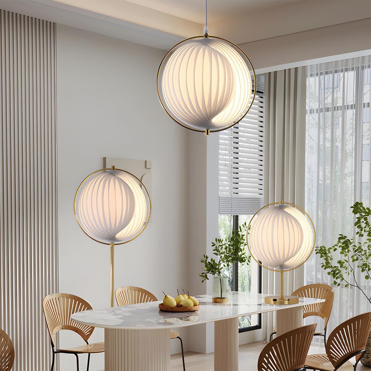 Lavisa - Modern Pleated Blinds Globe LED Pendant Light