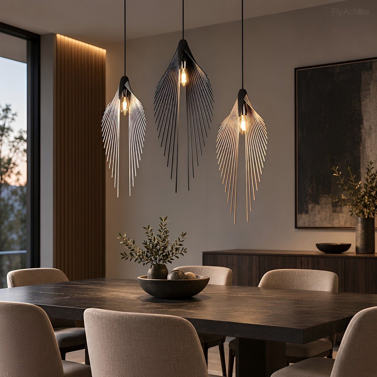 Lavisa - Modern Luxury Sculptural Feather LED Pendant Light