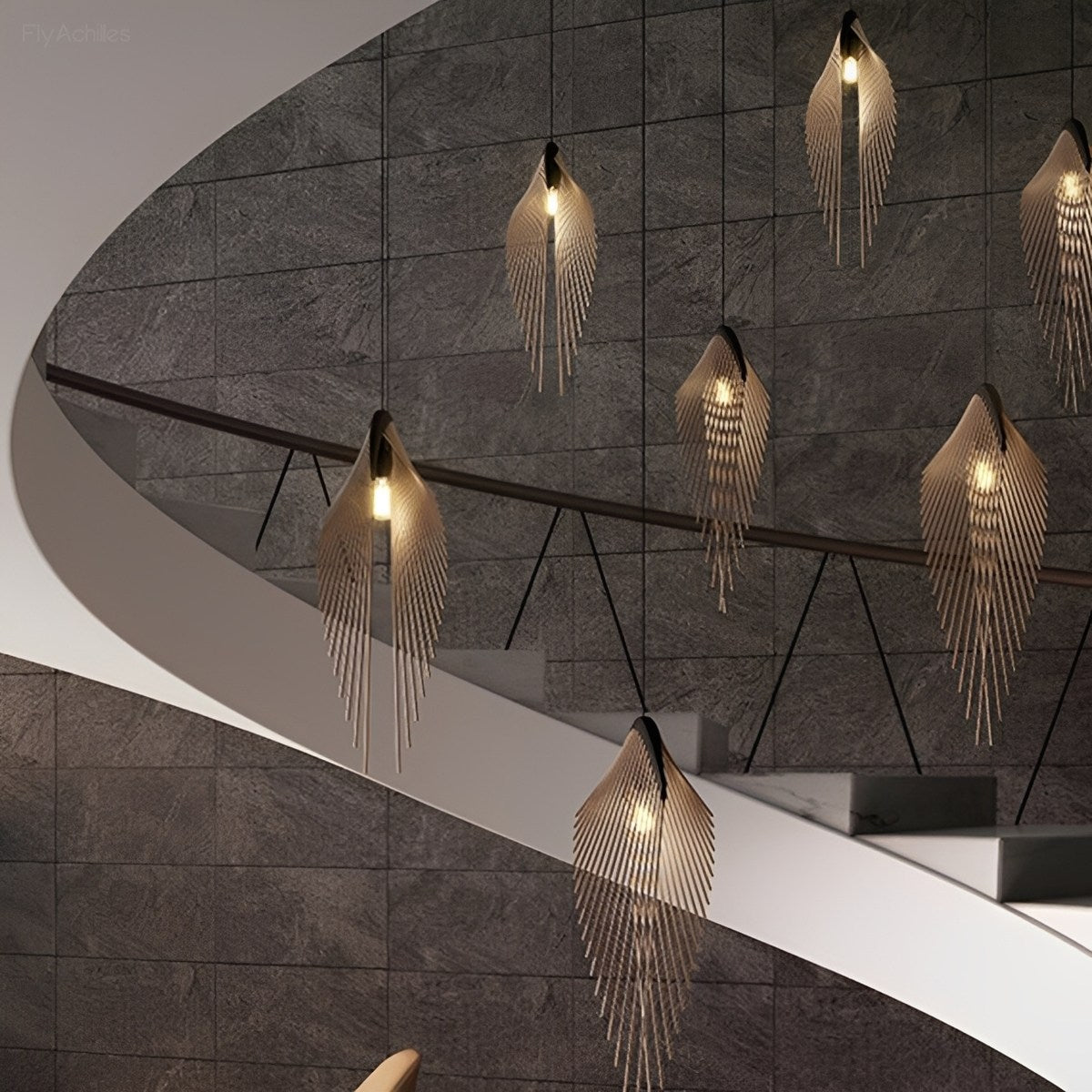 Lavisa - Modern Luxury Sculptural Feather LED Pendant Light