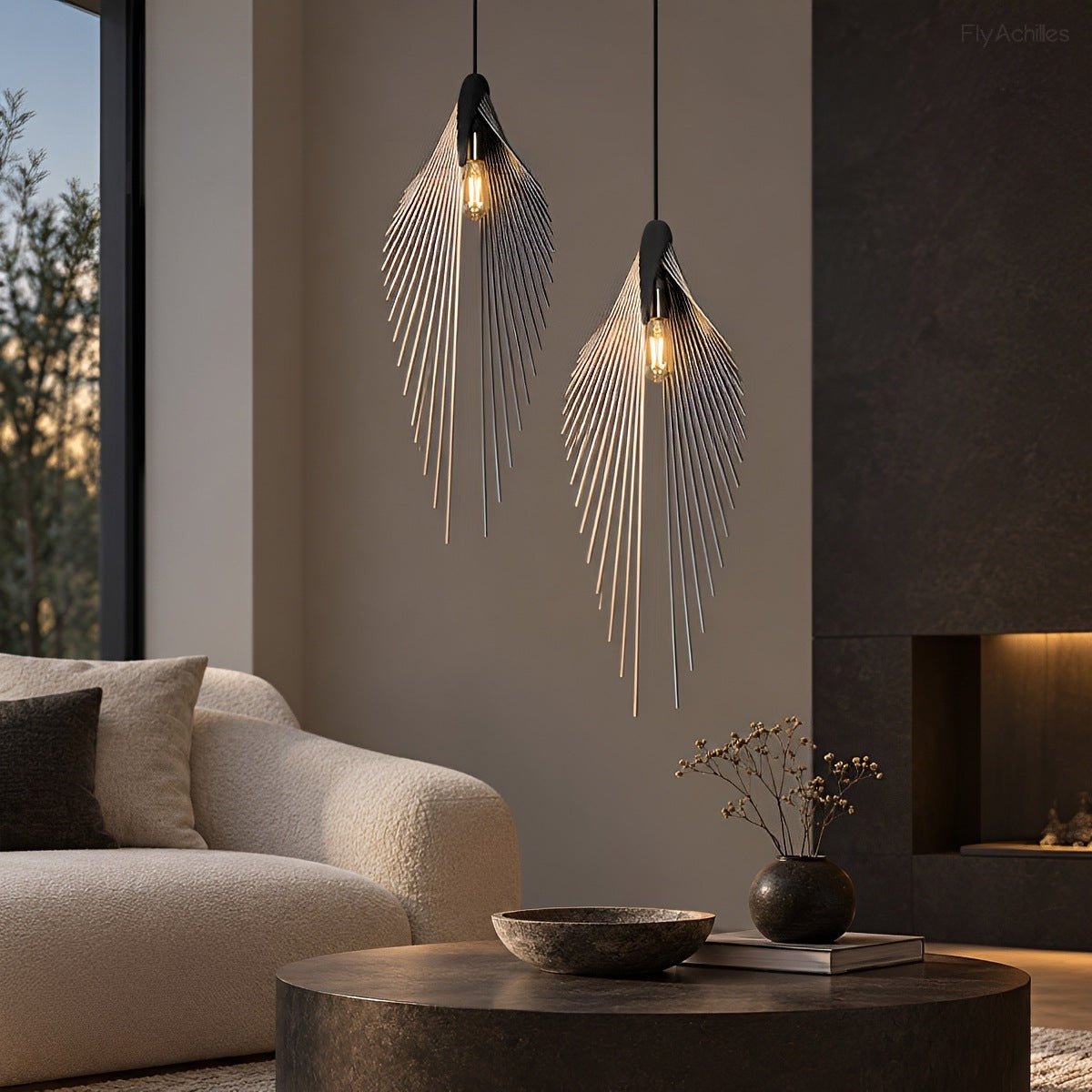 Lavisa - Modern Luxury Sculptural Feather LED Pendant Light