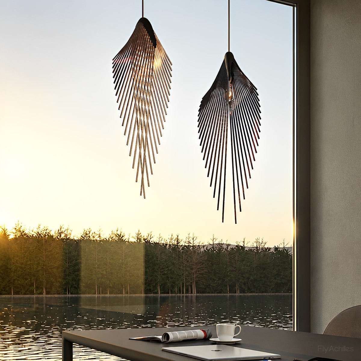 Lavisa - Modern Luxury Sculptural Feather LED Pendant Light
