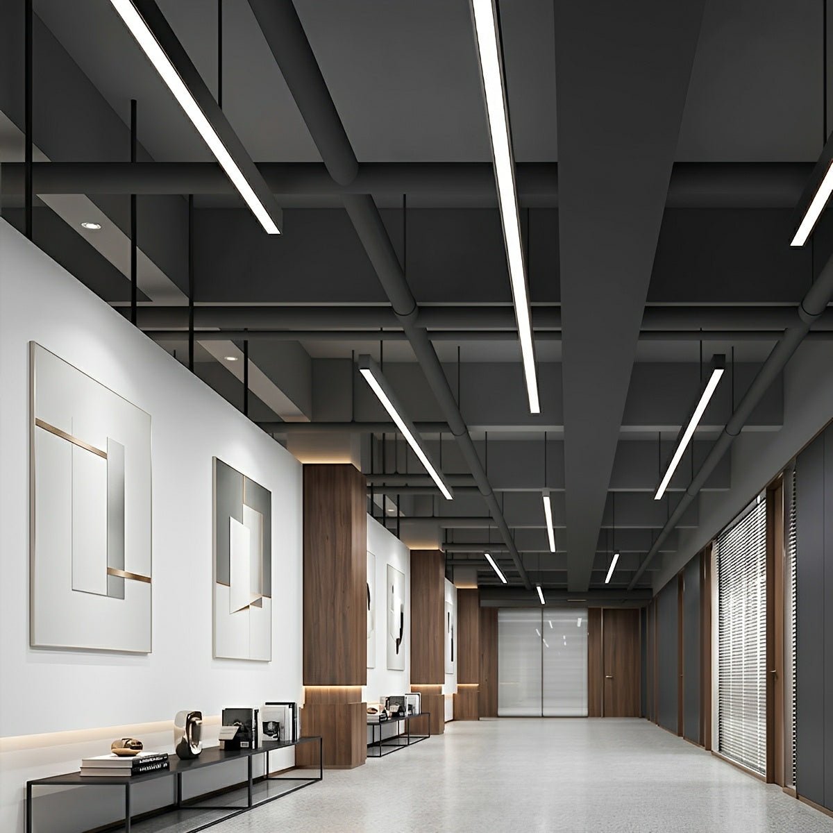 Lavisa - Minimalist Black LED Linear Pendant Light Set