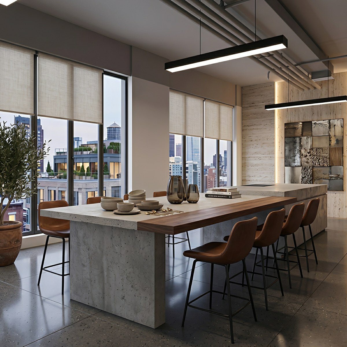 Lavisa - Minimalist Black LED Linear Pendant Light Set