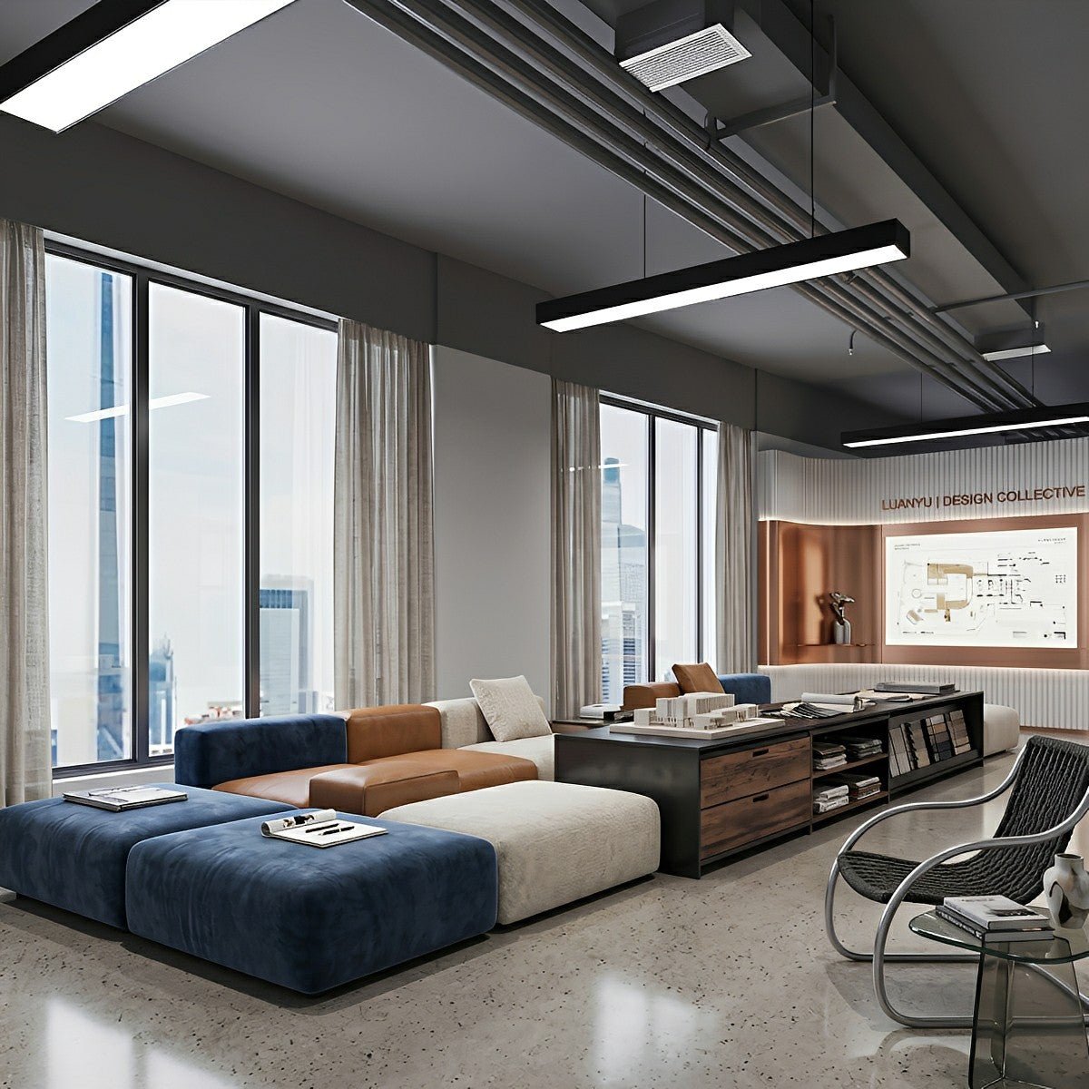 Lavisa - Minimalist Black LED Linear Pendant Light Set