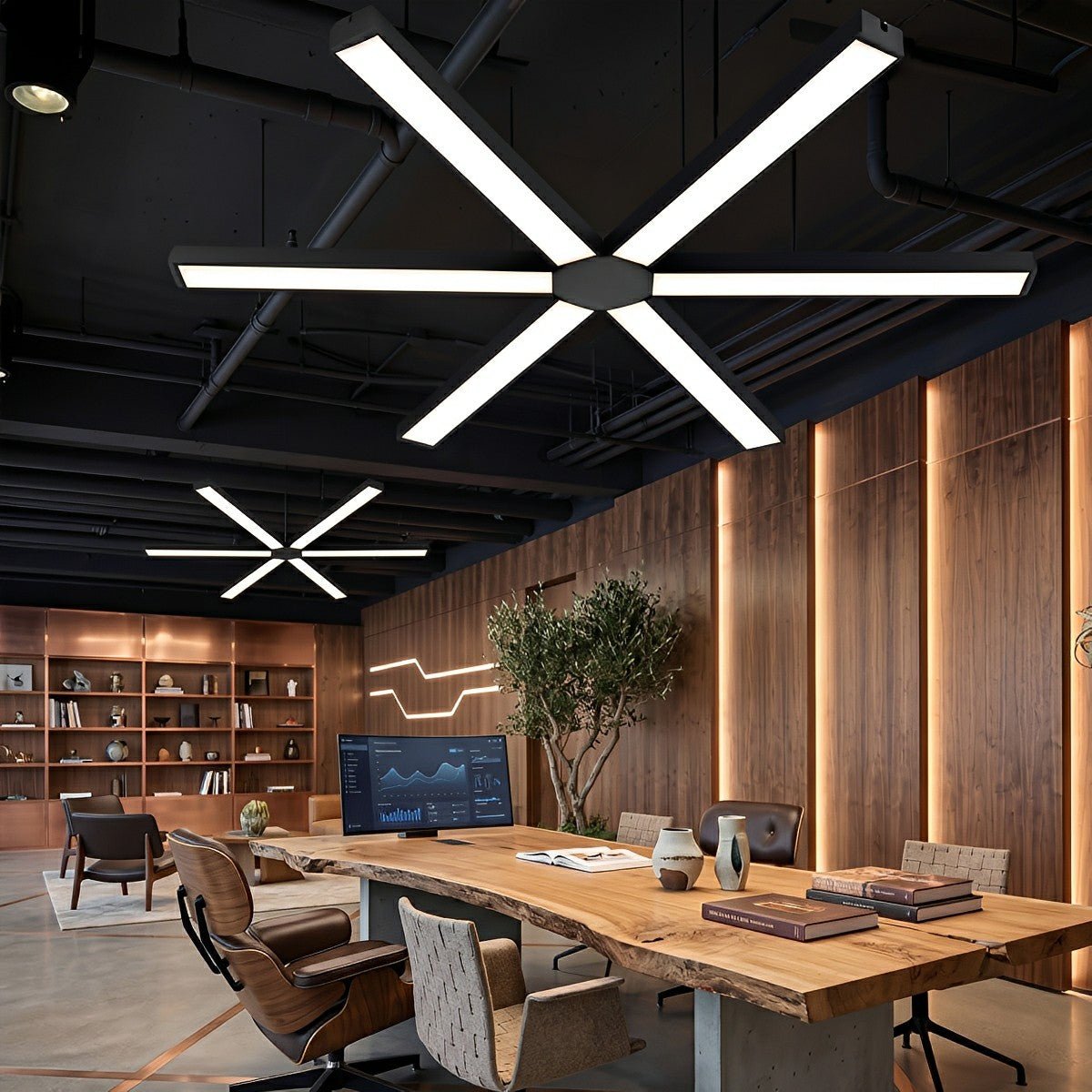 Lavisa - Minimalist Black LED Linear Pendant Light Set