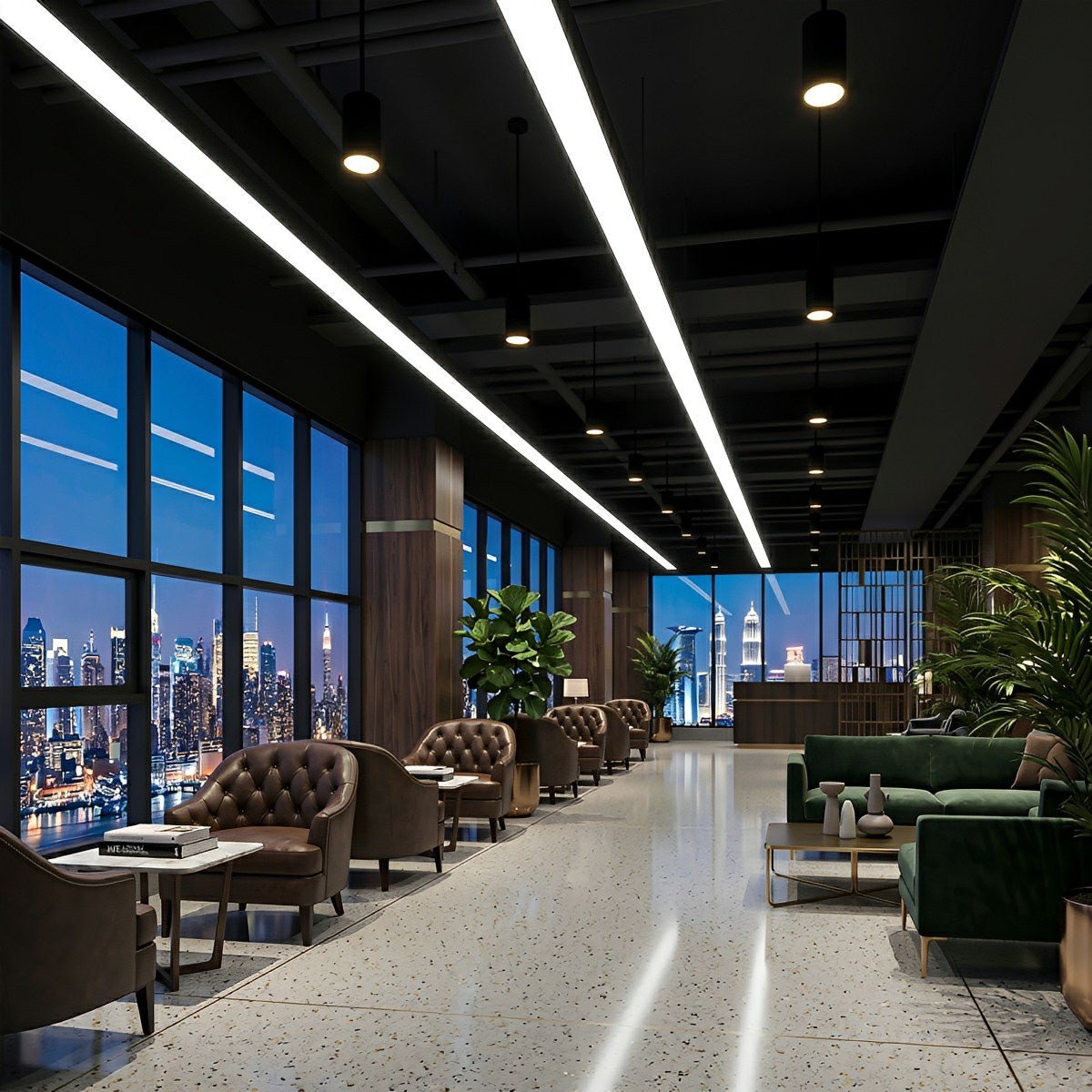 Lavisa - Minimalist Black LED Linear Pendant Light Set