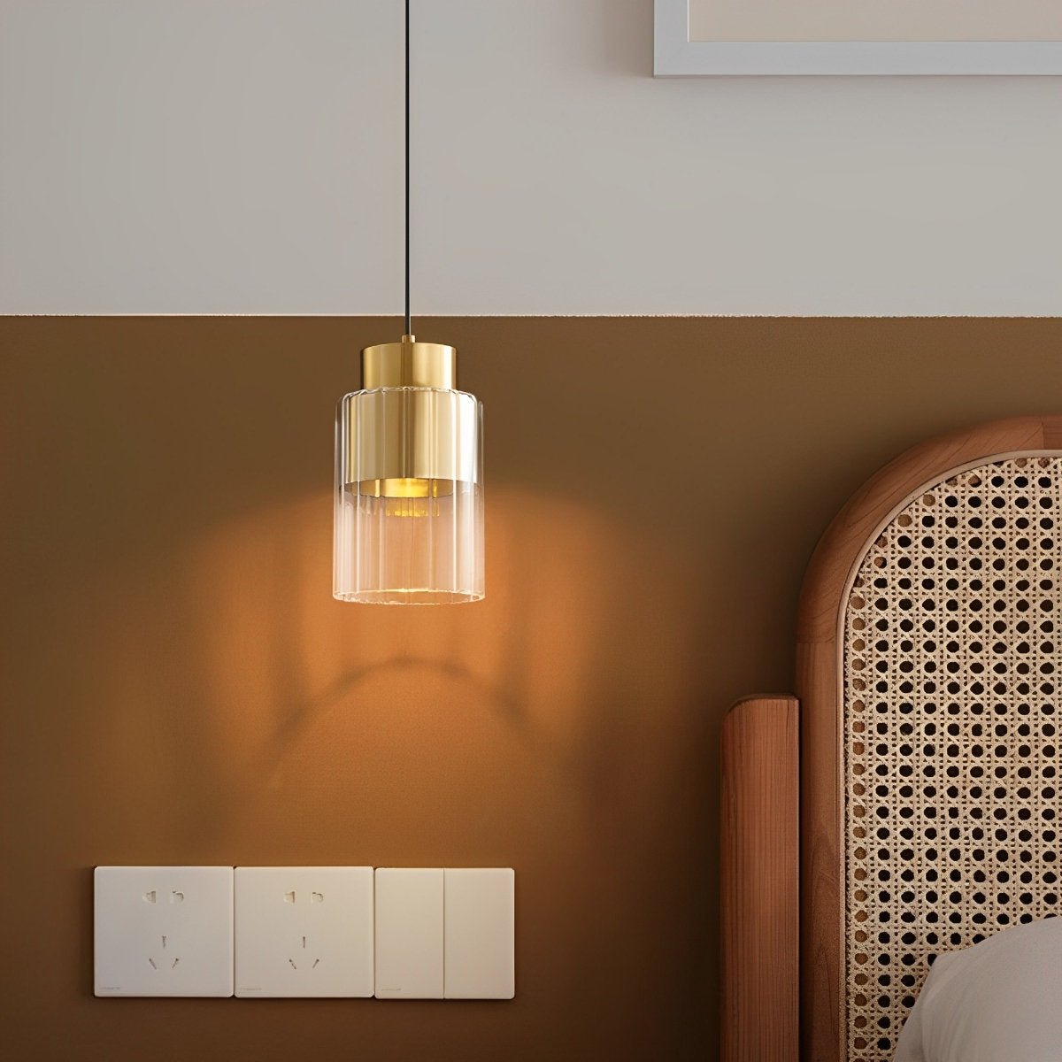 Lavisa - Minimalist Glass Brass Bedside Pendant Light