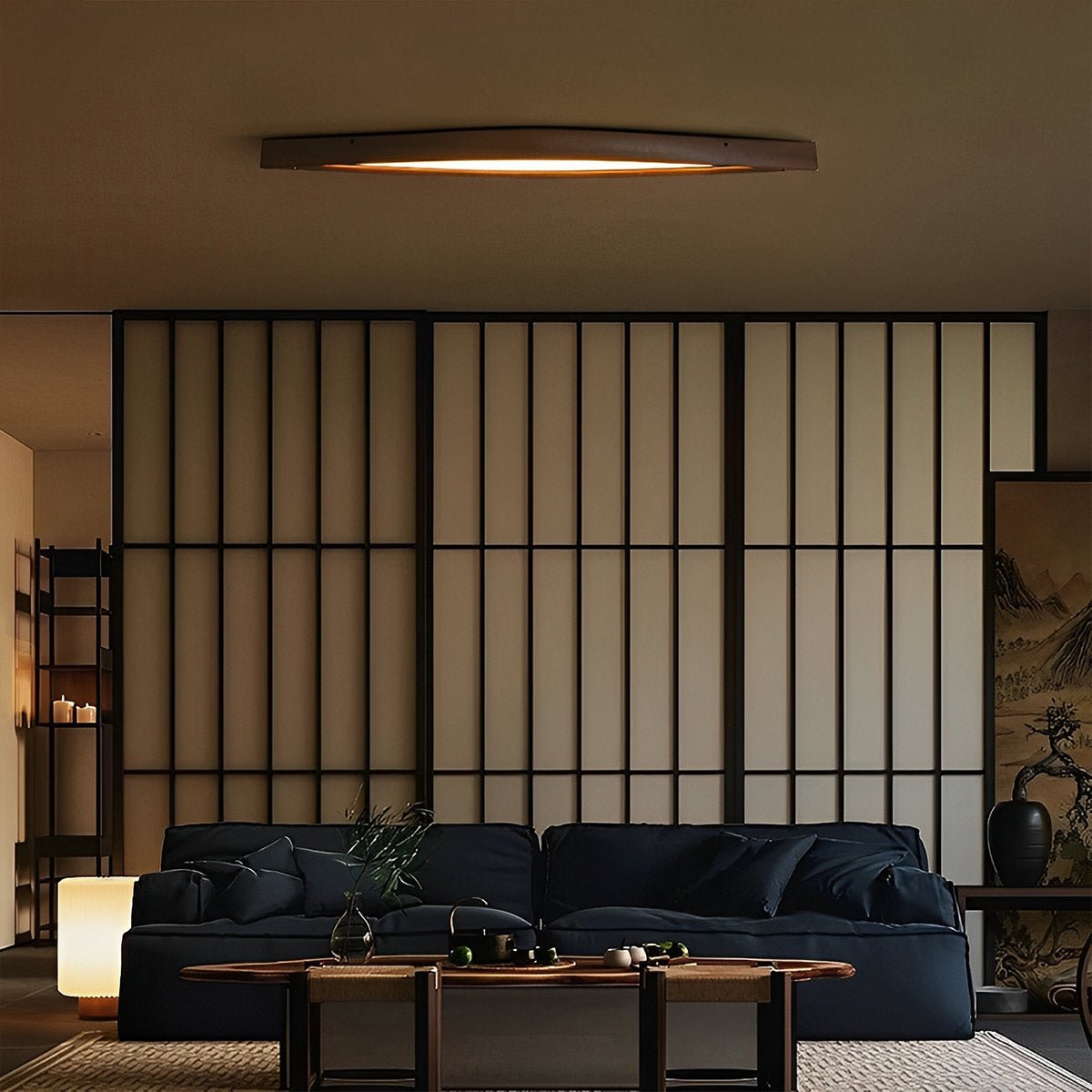 Lavisa - Modern Diamond Wood LED Strip Ceiling Light