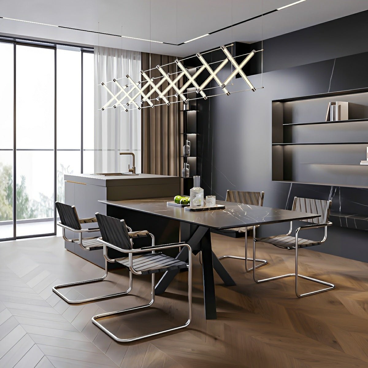 Lavisa - Modern Minimalist Fishbone Light Combination Bar Chandelier