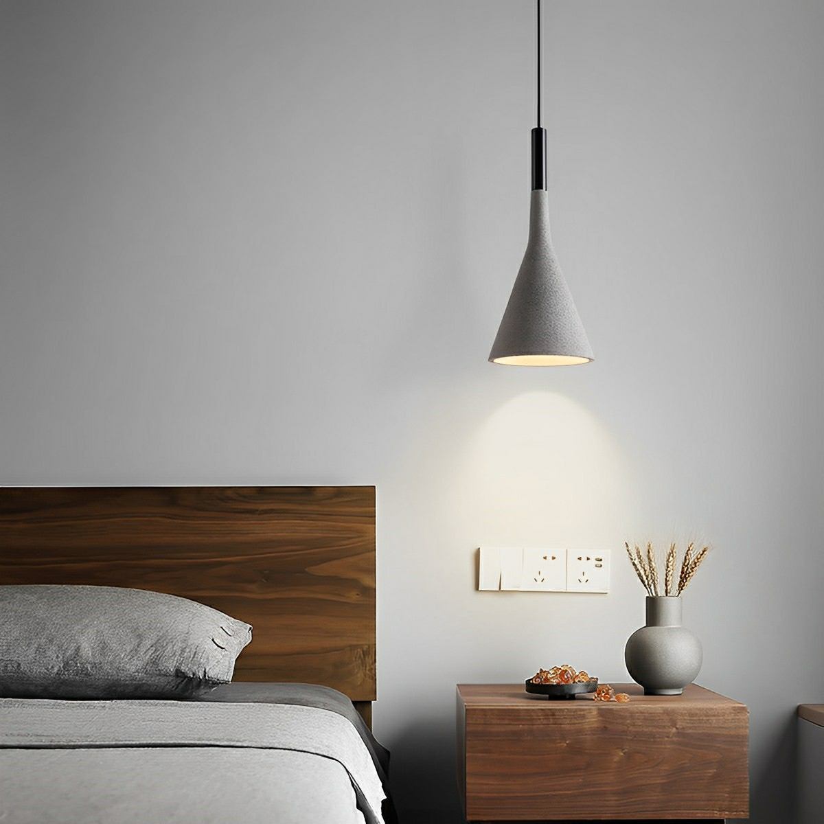 Lavisa - Modern Minimalist LED Pendant Light Bell-Shaped Cement Hanging Lamp