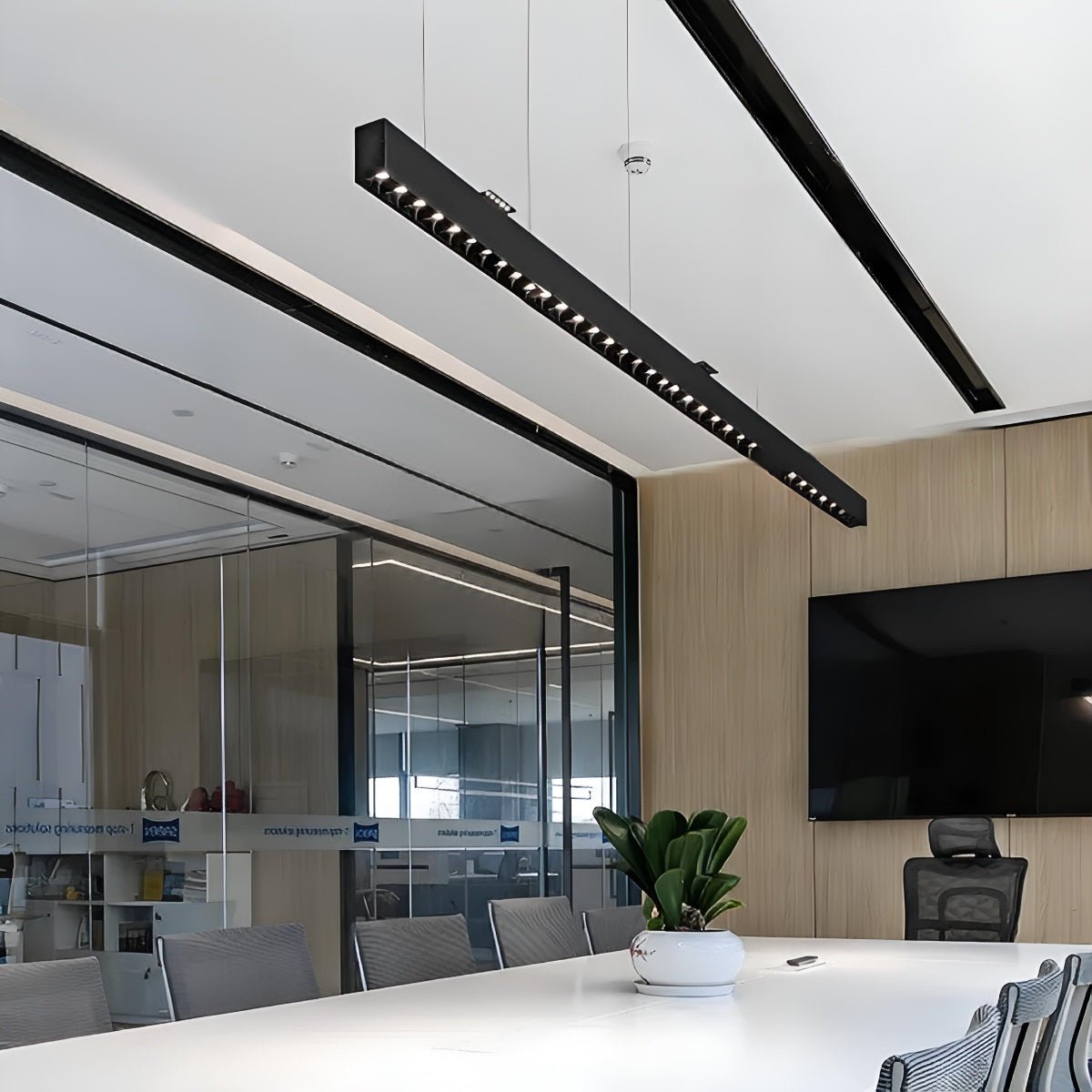 Lavisa - Modern Grille LED Linear Office Pendant Light