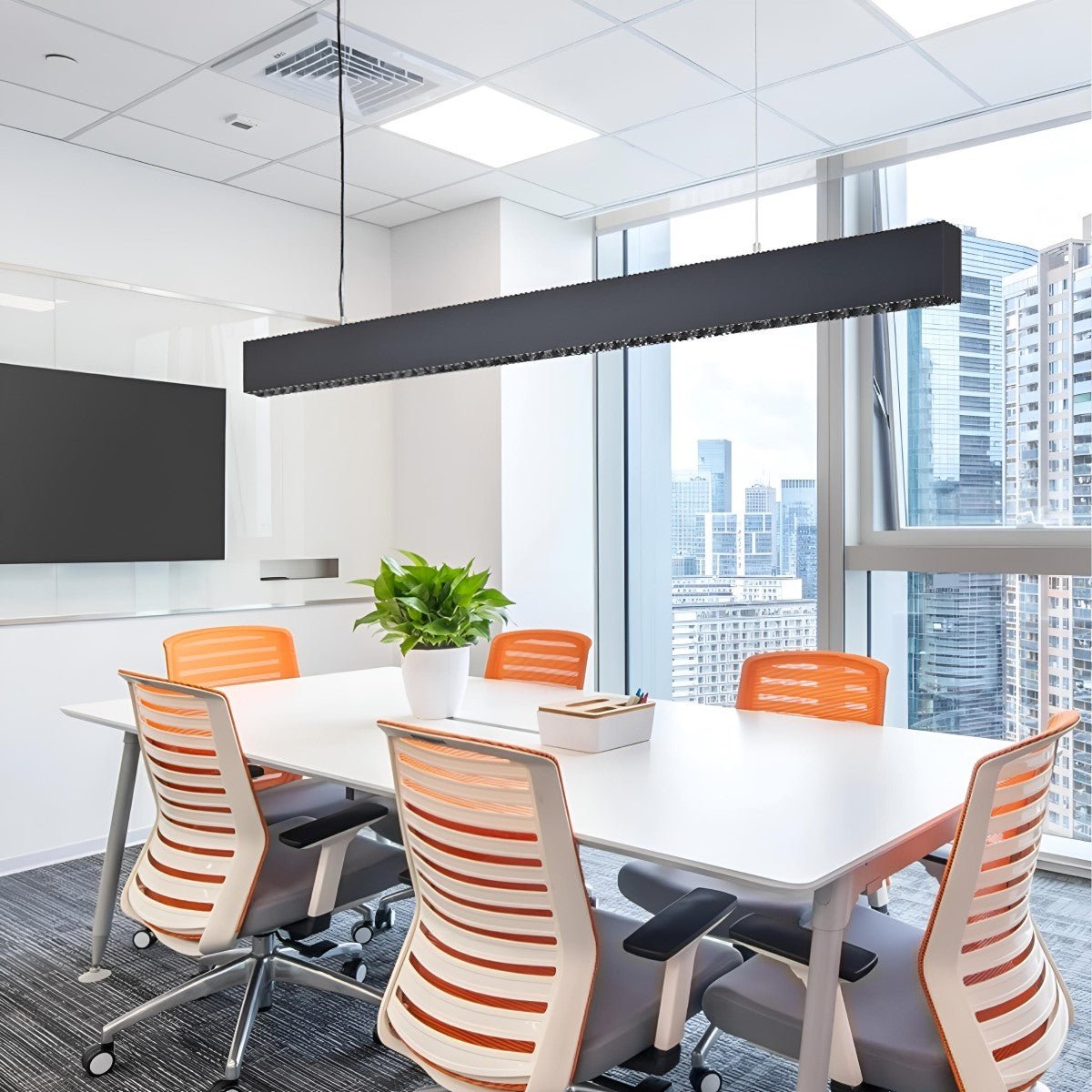 Lavisa - Modern Grille LED Linear Office Pendant Light