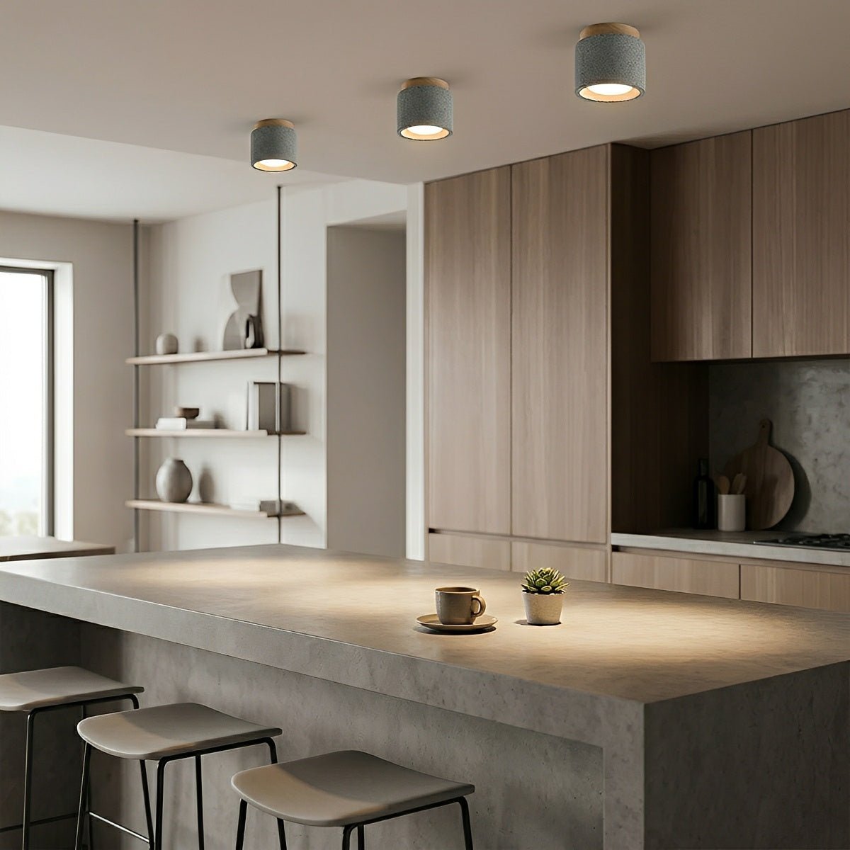 Lavisa - Modern Minimalist Round Concrete LED Ceiling Light