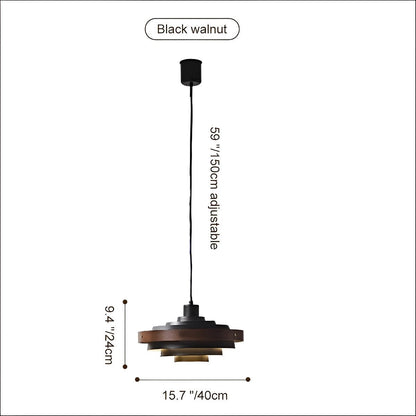 Lavisa - Japandi Shaded Drum Pendant Light - Modern Wood Hanging Ceiling Lamp