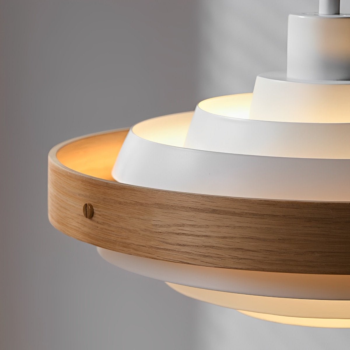 Lavisa - Japandi Shaded Drum Pendant Light - Modern Wood Hanging Ceiling Lamp