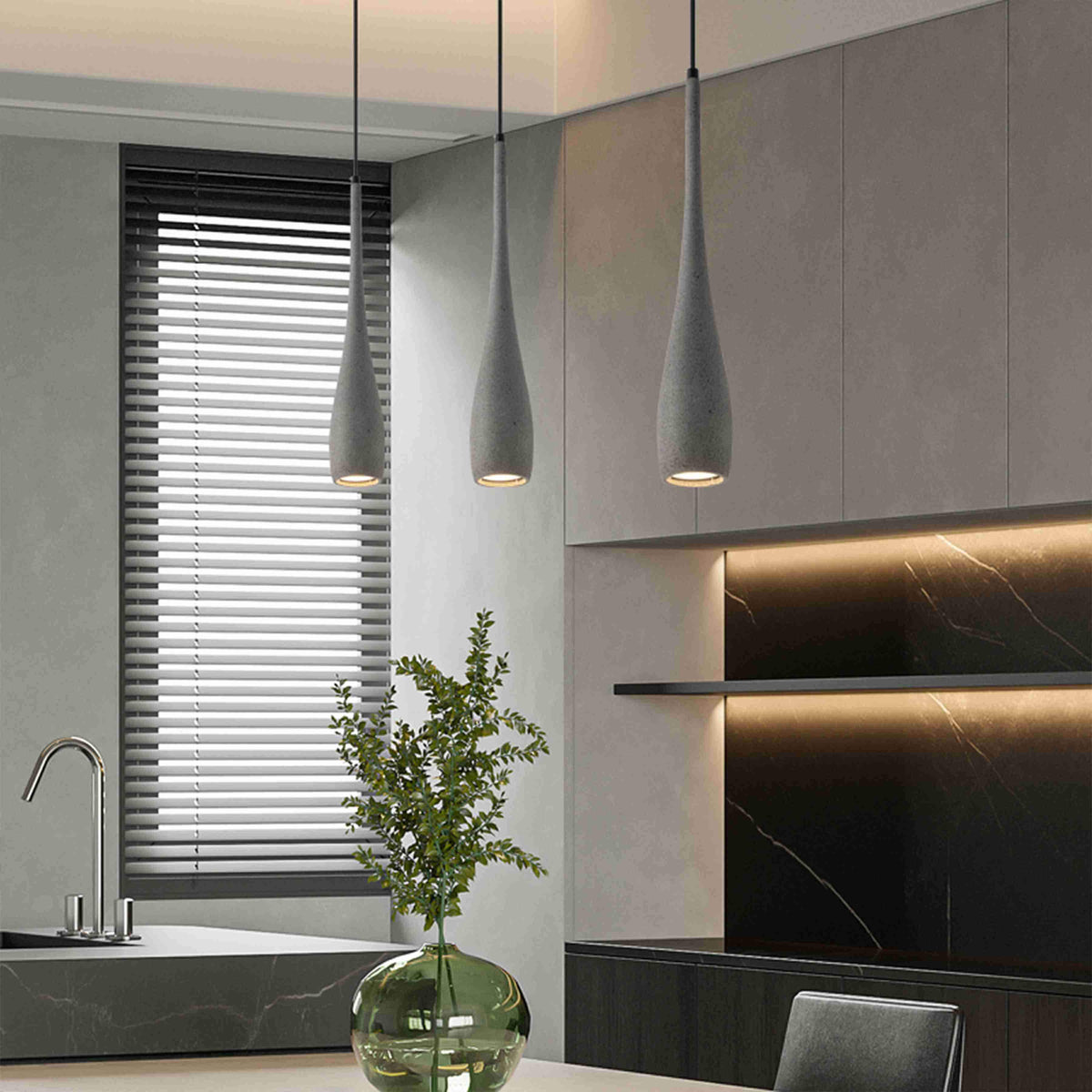 Lavisa - Modern Minimalist Water Drop Concrete LED Pendant Light
