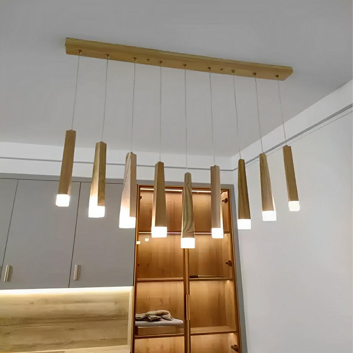 Lavisa - Modern Minimalist Wood Art Firewood Stick Pendant Light