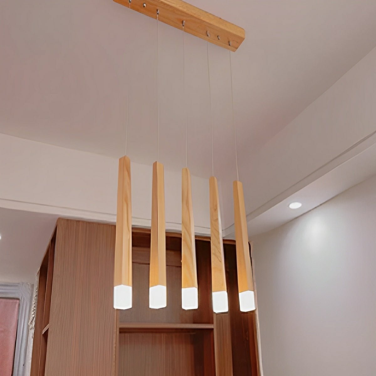 Lavisa - Modern Minimalist Wood Art Firewood Stick Pendant Light