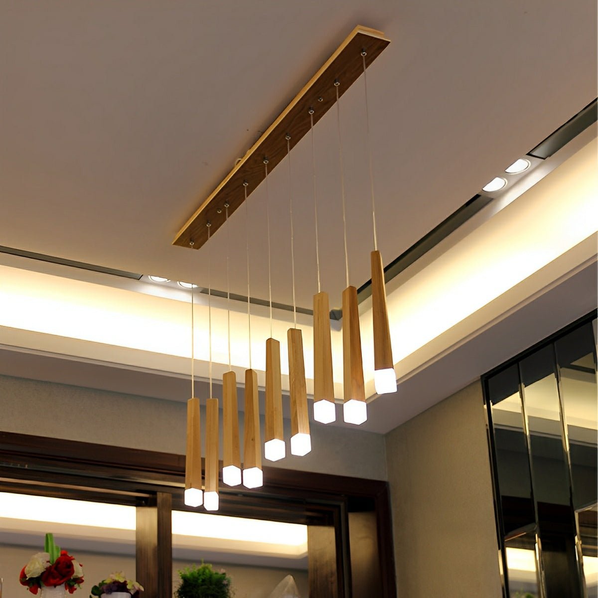 Lavisa - Modern Minimalist Wood Art Firewood Stick Pendant Light
