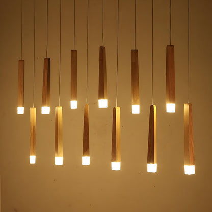 Lavisa - Modern Minimalist Wood Art Firewood Stick Pendant Light