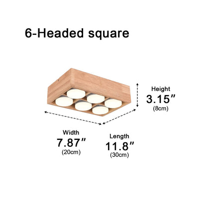 Lavisa - Wood Square LED Ceiling Spotlight Gimbal Fixture