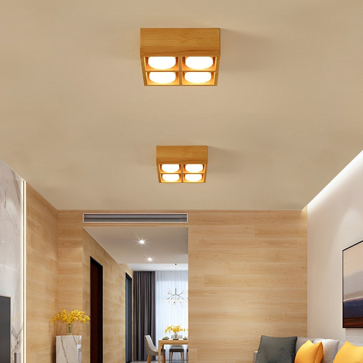 Lavisa - Wood Square LED Ceiling Spotlight Gimbal Fixture