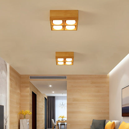 Lavisa - Wood Square LED Ceiling Spotlight Gimbal Fixture