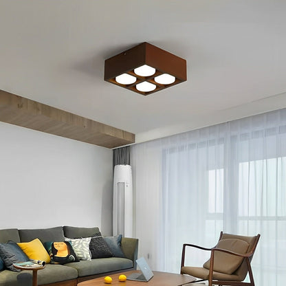 Lavisa - Wood Square LED Ceiling Spotlight Gimbal Fixture