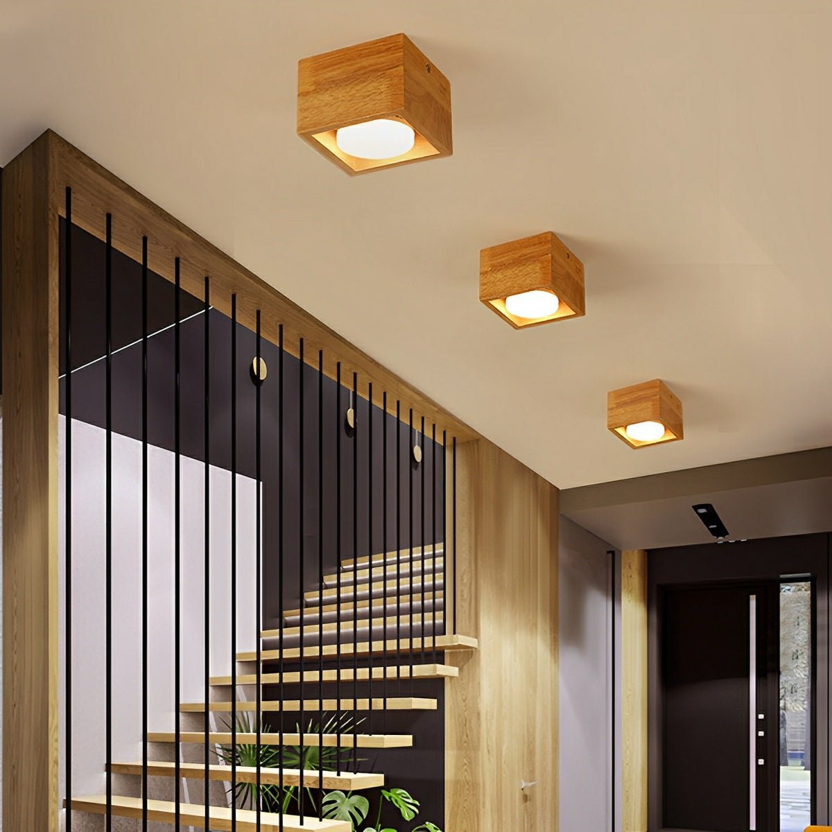 Lavisa - Wood Square LED Ceiling Spotlight Gimbal Fixture