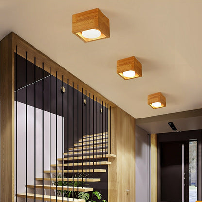 Lavisa - Wood Square LED Ceiling Spotlight Gimbal Fixture