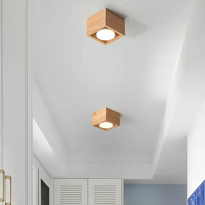 Lavisa - Wood Square LED Ceiling Spotlight Gimbal Fixture
