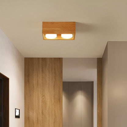 Lavisa - Wood Square LED Ceiling Spotlight Gimbal Fixture