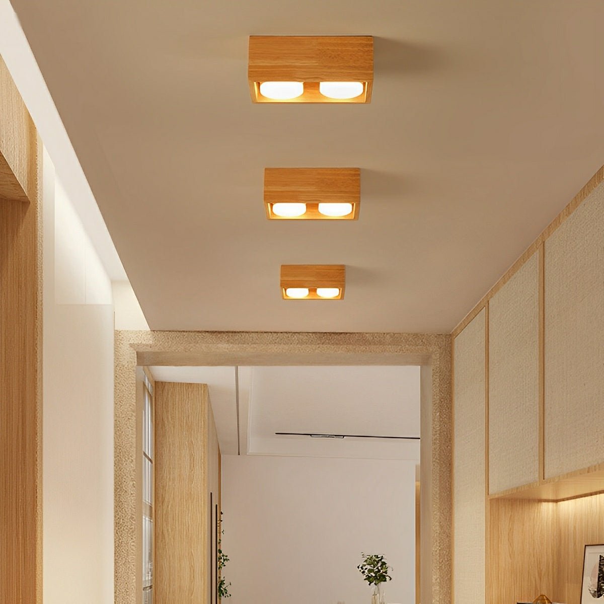 Lavisa - Wood Square LED Ceiling Spotlight Gimbal Fixture