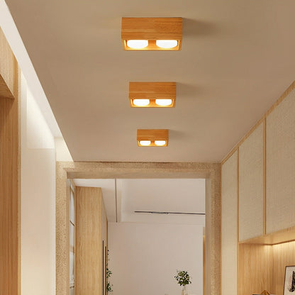 Lavisa - Wood Square LED Ceiling Spotlight Gimbal Fixture