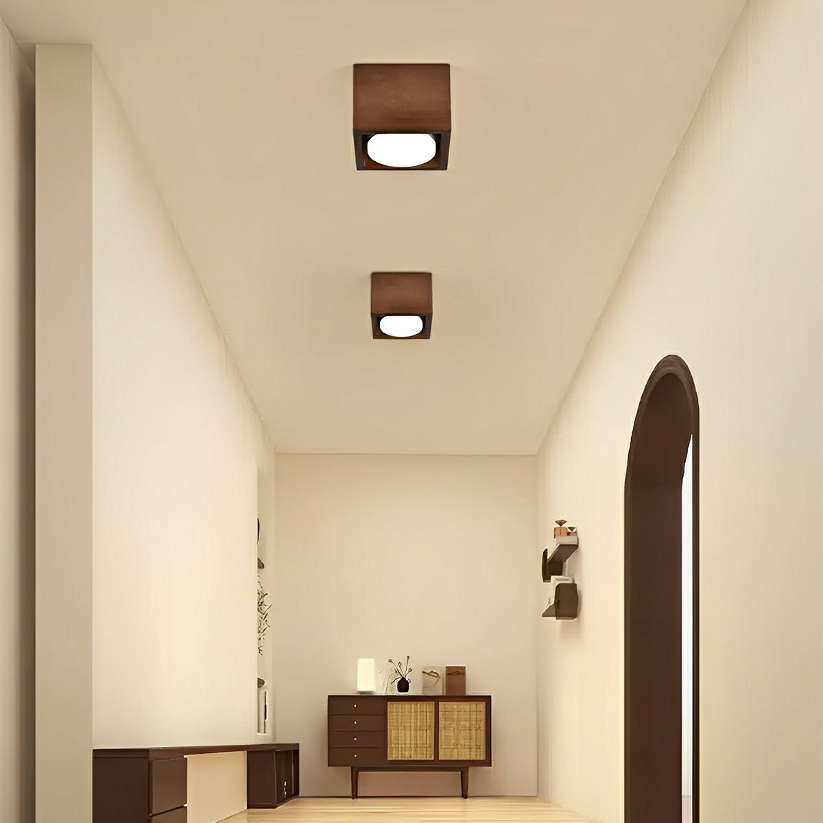 Lavisa - Wood Square LED Ceiling Spotlight Gimbal Fixture