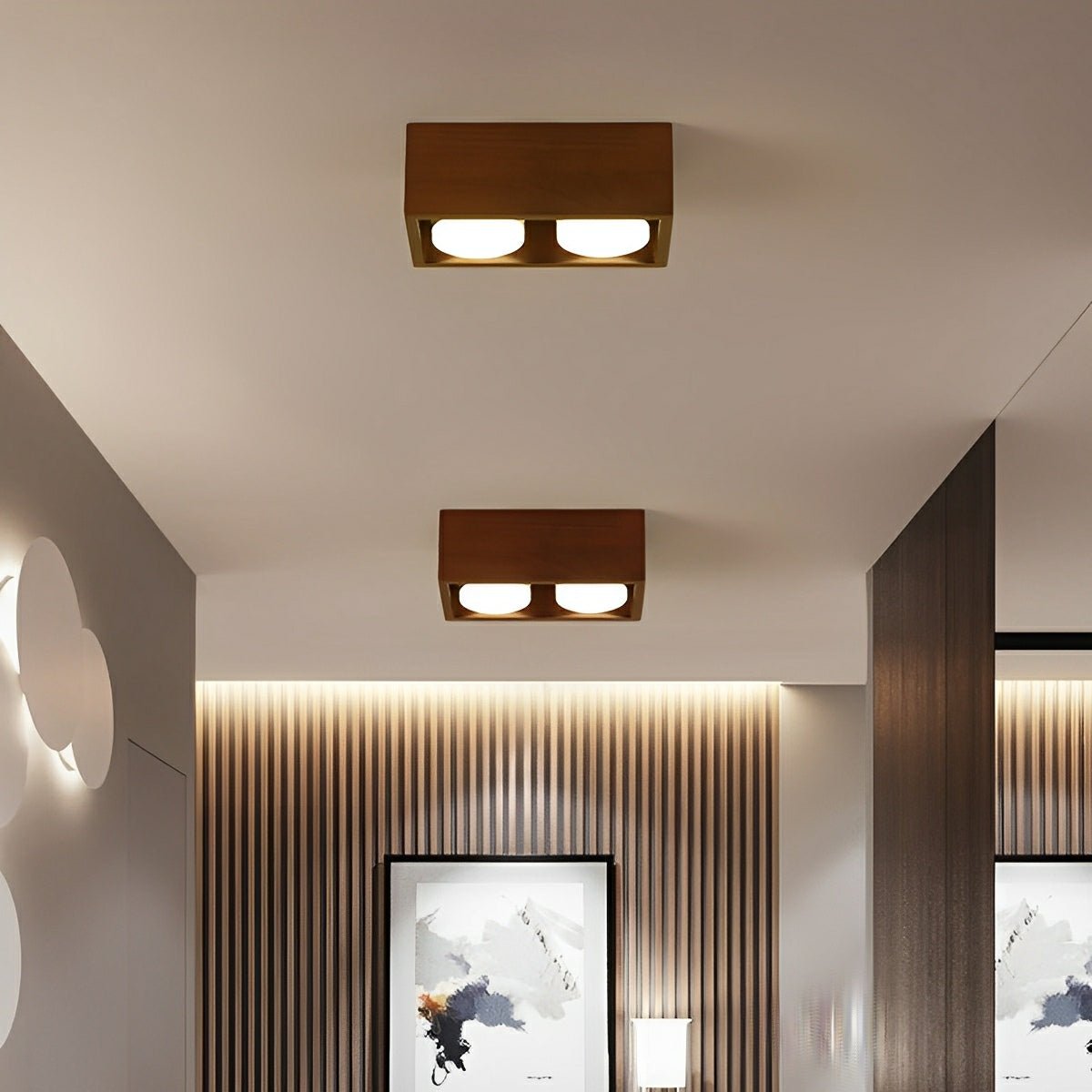 Lavisa - Wood Square LED Ceiling Spotlight Gimbal Fixture