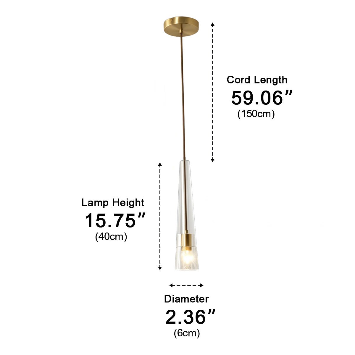 Lavisa - Modern Slim Conical Crystal Pendant Light