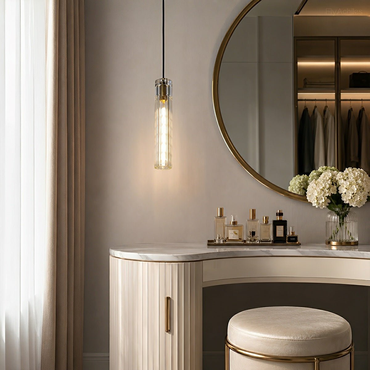 Lavisa - Slim Cylindrical Crystal LED Pendant Light