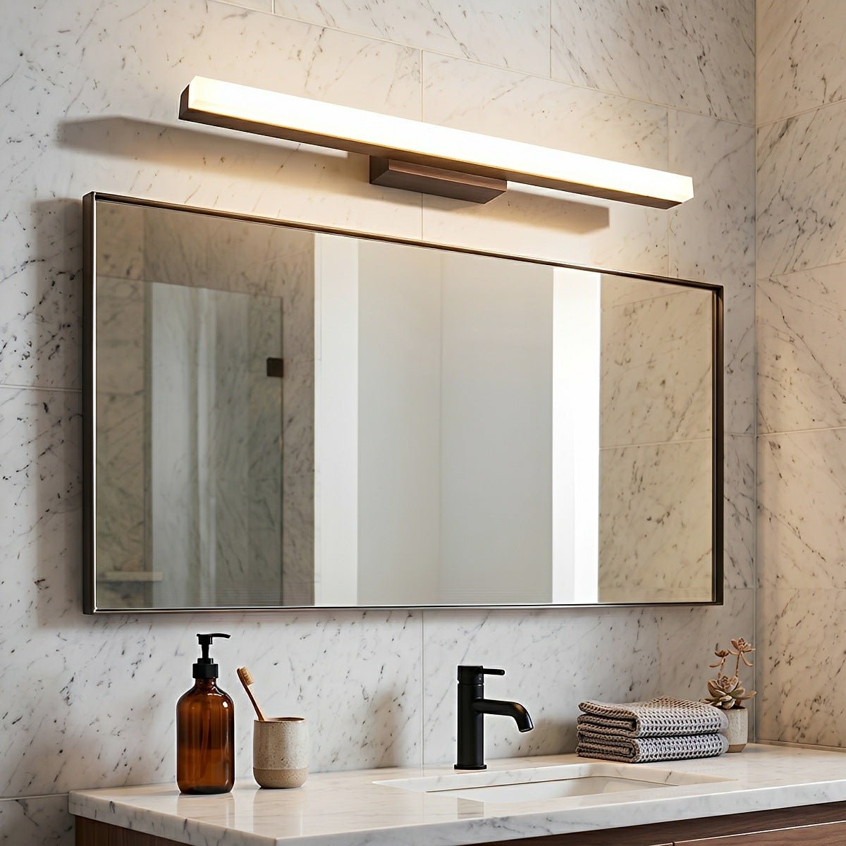 Lavisa - Modern Wood LED Vanity Light Minimalist Bathroom Mirror Wall Sconce