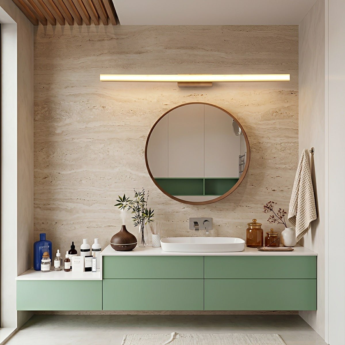 Lavisa - Modern Wood LED Vanity Light Minimalist Bathroom Mirror Wall Sconce