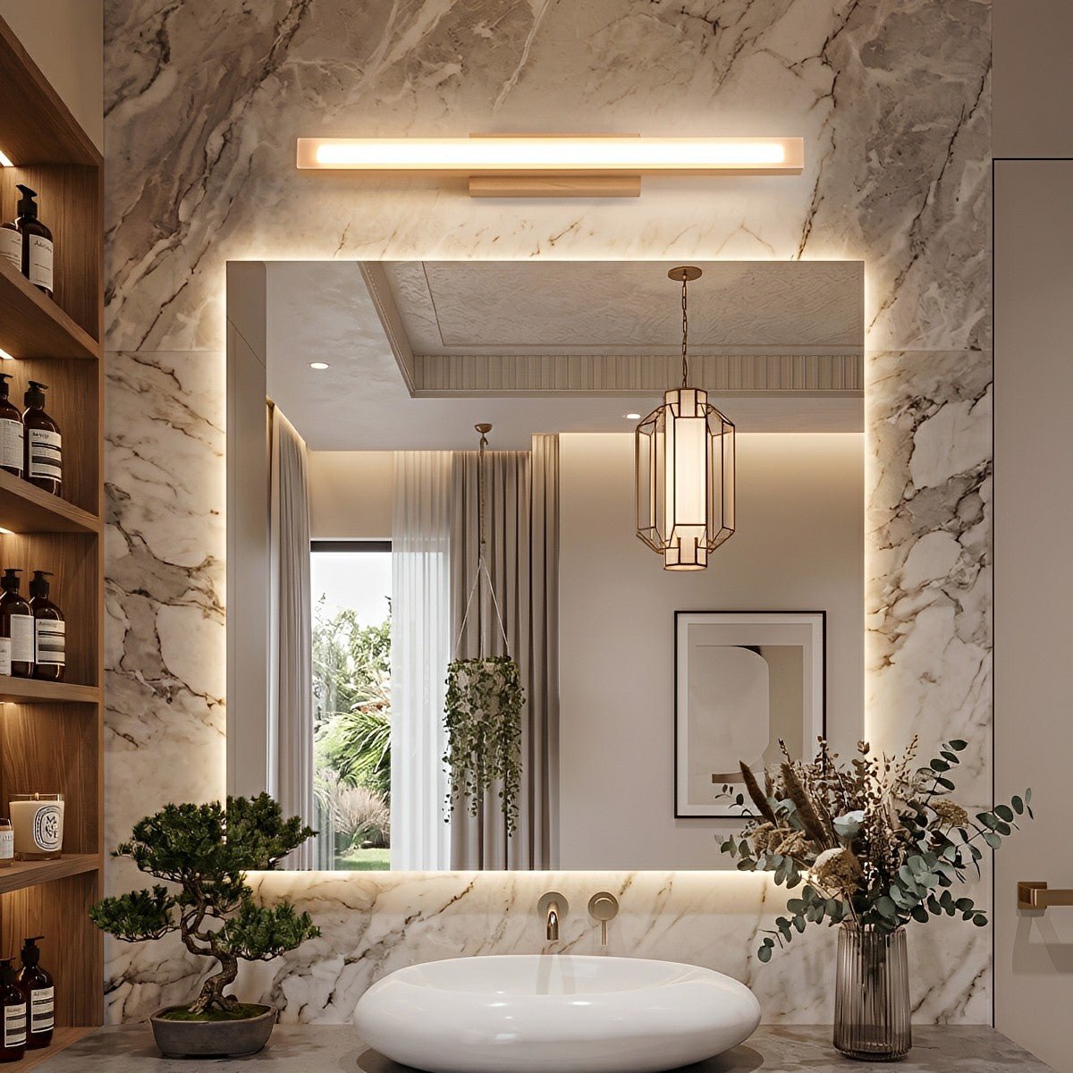 Lavisa - Modern Wood LED Vanity Light Minimalist Bathroom Mirror Wall Sconce