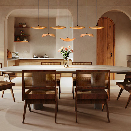 Lavisa - Modern Natural Wood Lotus Leaf LED Pendant Light
