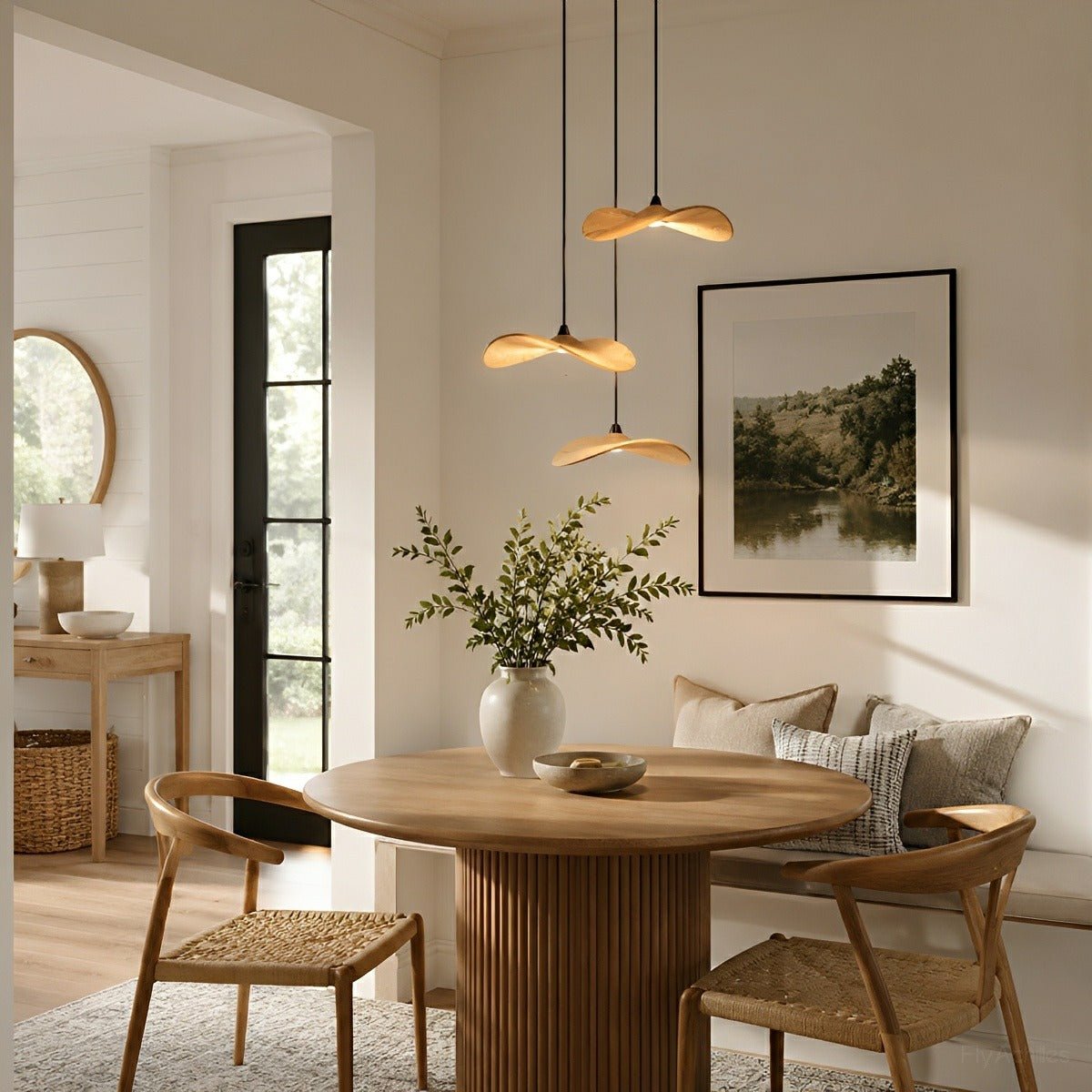 Lavisa - Modern Natural Wood Lotus Leaf LED Pendant Light